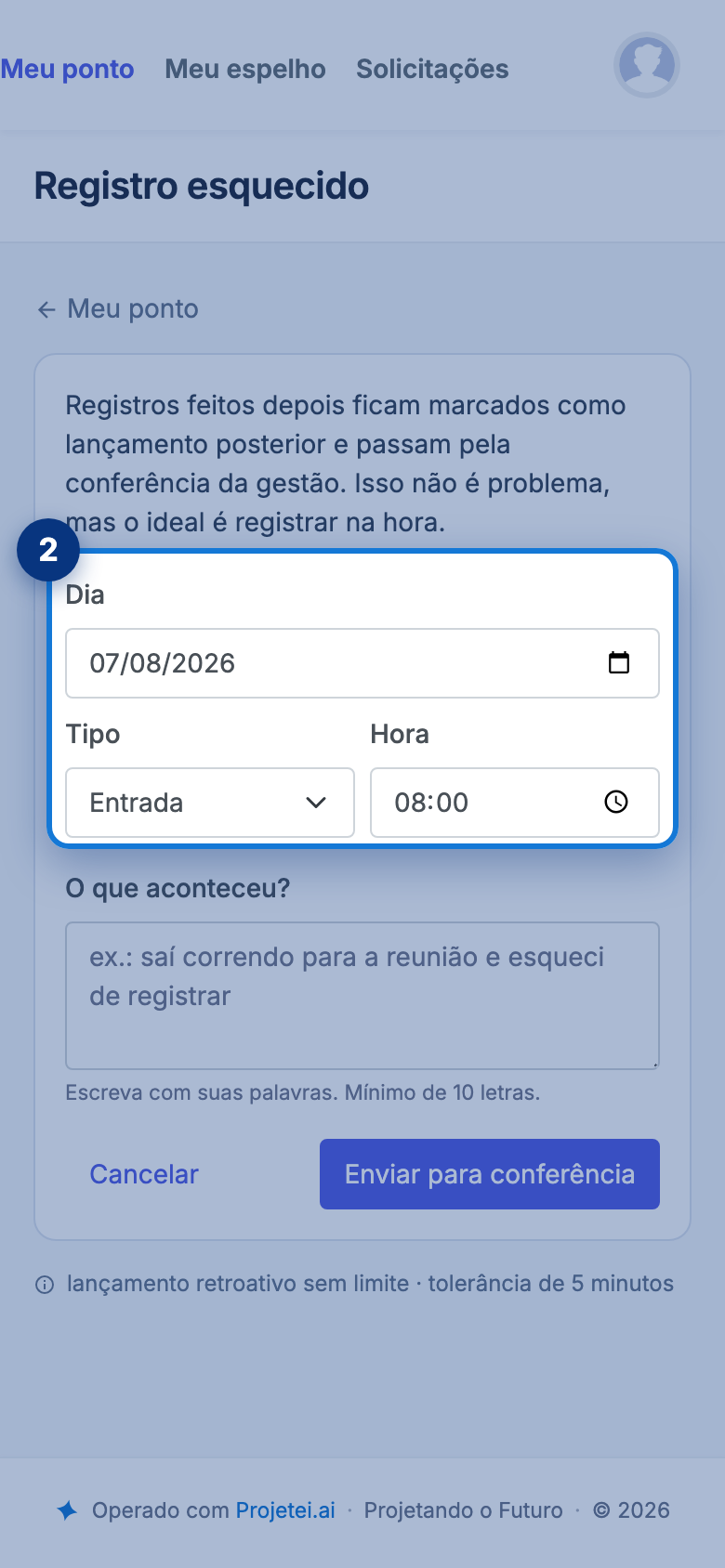 Tela do portal com Dia em destaque